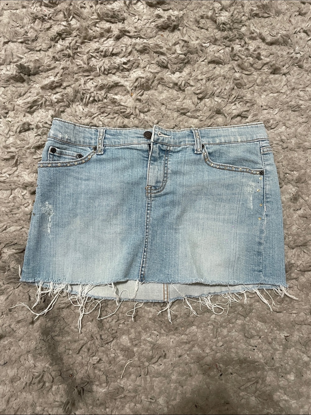 Forever 21 Light Blue Distressed Denim Mini Skirt
